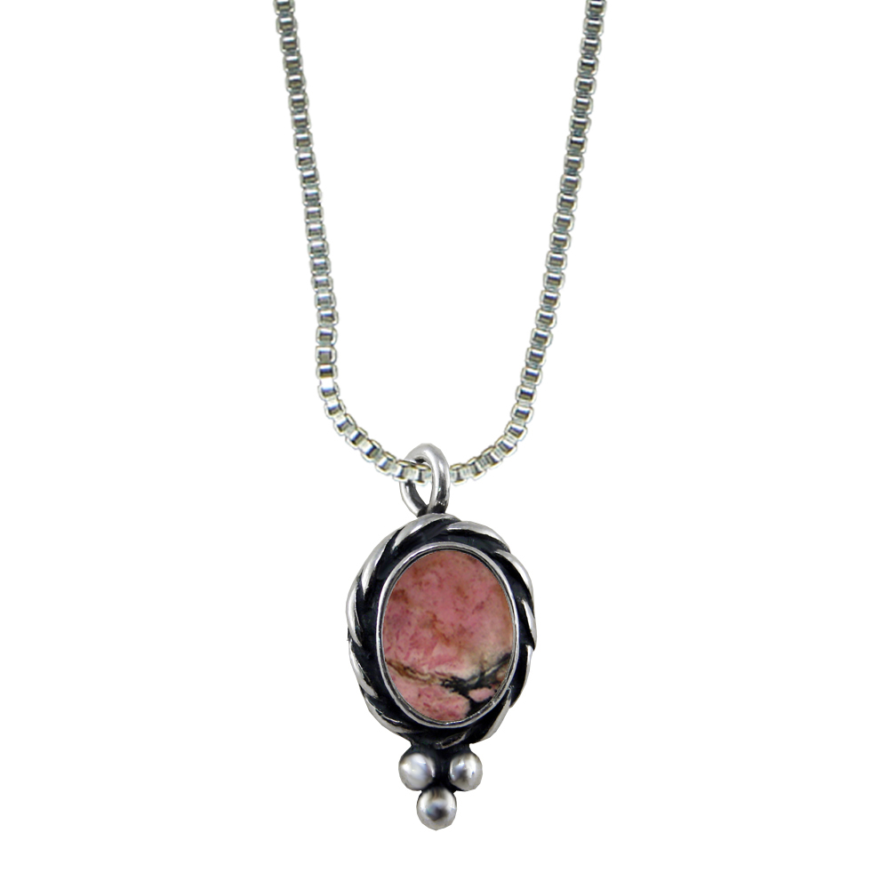 Sterling Silver Little Rhodonite Pendant Necklace